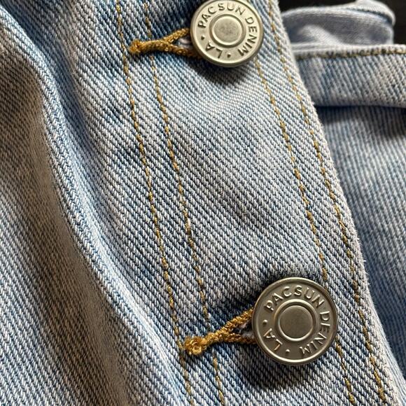 PacSun Light Wash Button Up Jean Denim Mini Skirt Grunge Indie Summer - Picture 5 of 5